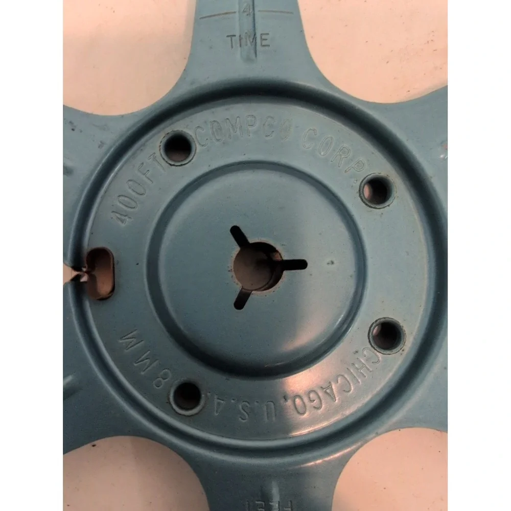 Compco Corp Chicago Blue 400ft 8mm Film Metal Movie Reel With Case Vintage